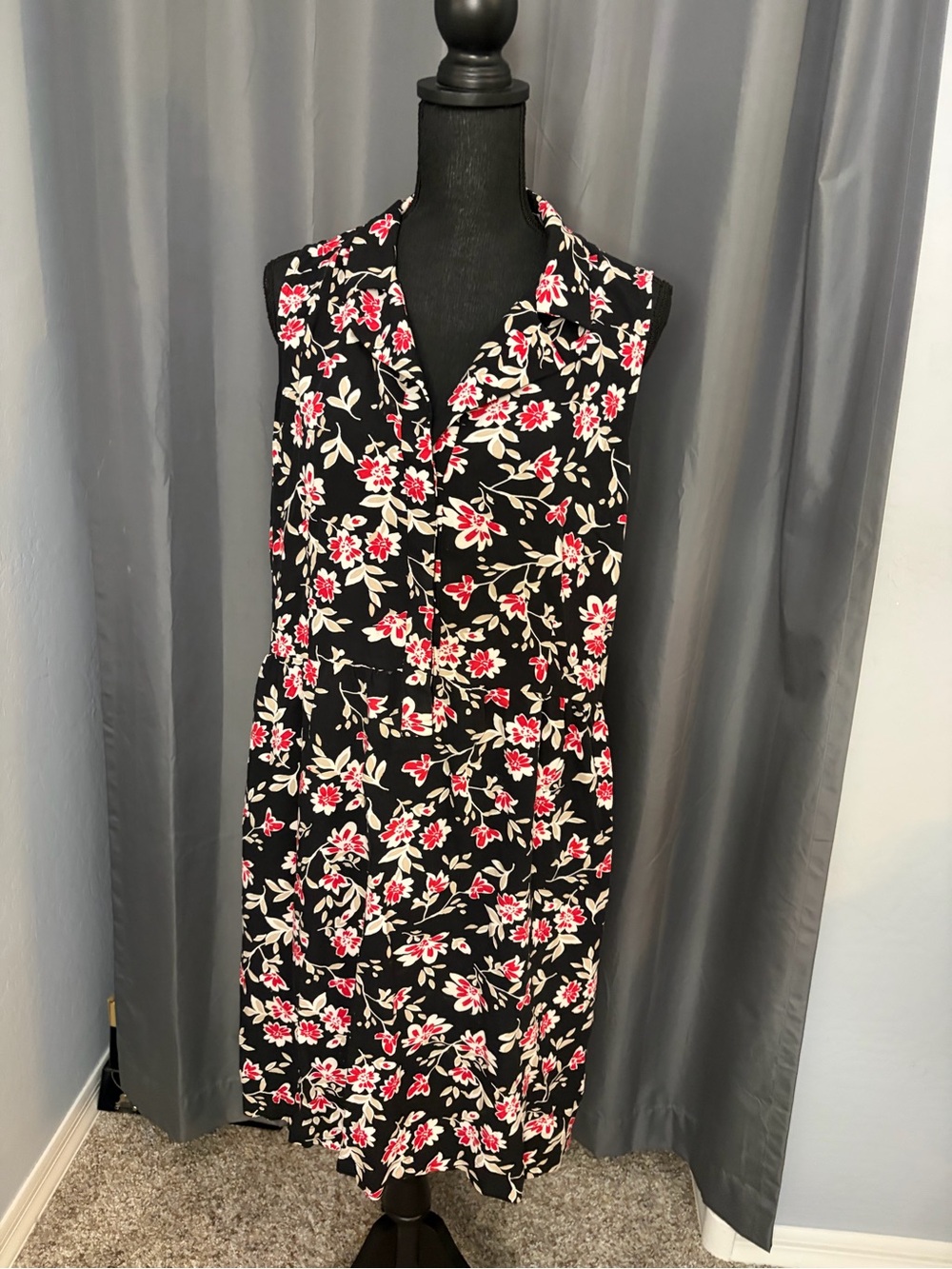142. J Jill Collared Tank Dress, Size L, EUC